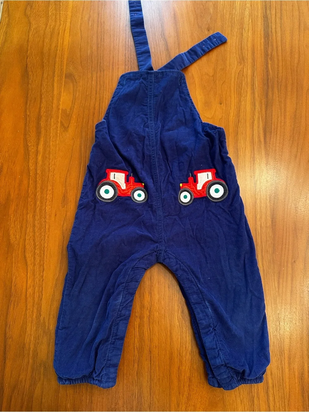Baby Boden Navy Tractor Corduroy Overalls with Red Stripe Tee -size 12-18 months